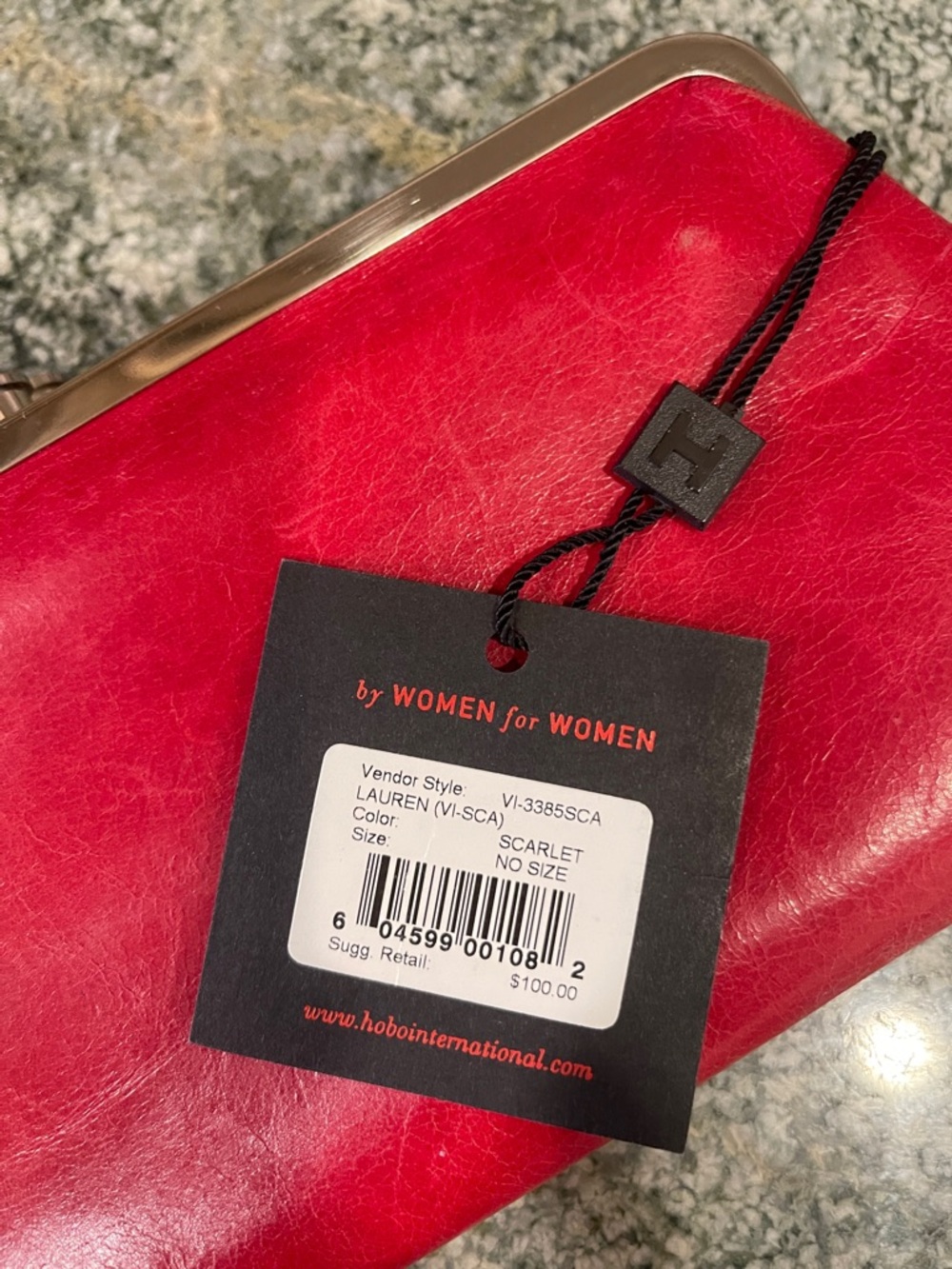 HOBO Lauren Double Frame Leather Clutch Wallet - Red - Picture 8 of 8